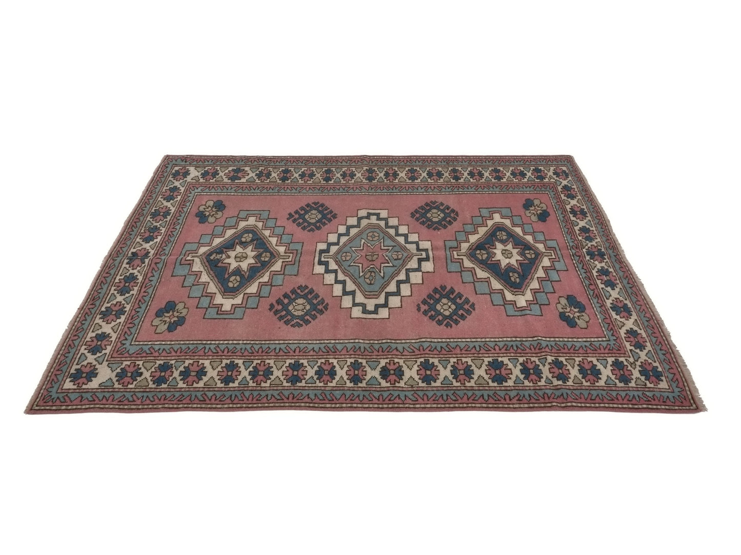 Boho Oushak Rug, Turkish Vintage Rug, Handmade rug, Area rug 5x8, Eclectic decor, Living room rug, Bedroom rug, Geometric rug,8763