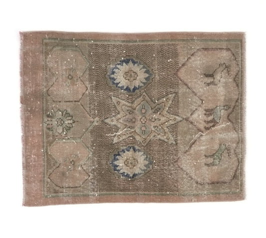 Small Oushak Rug, Vintage Rug, Turkish Rug, 3x3 Rug, Door mat rug, Bath mat rug, Handmade Small Carpet rug, Entrway rug, 8735