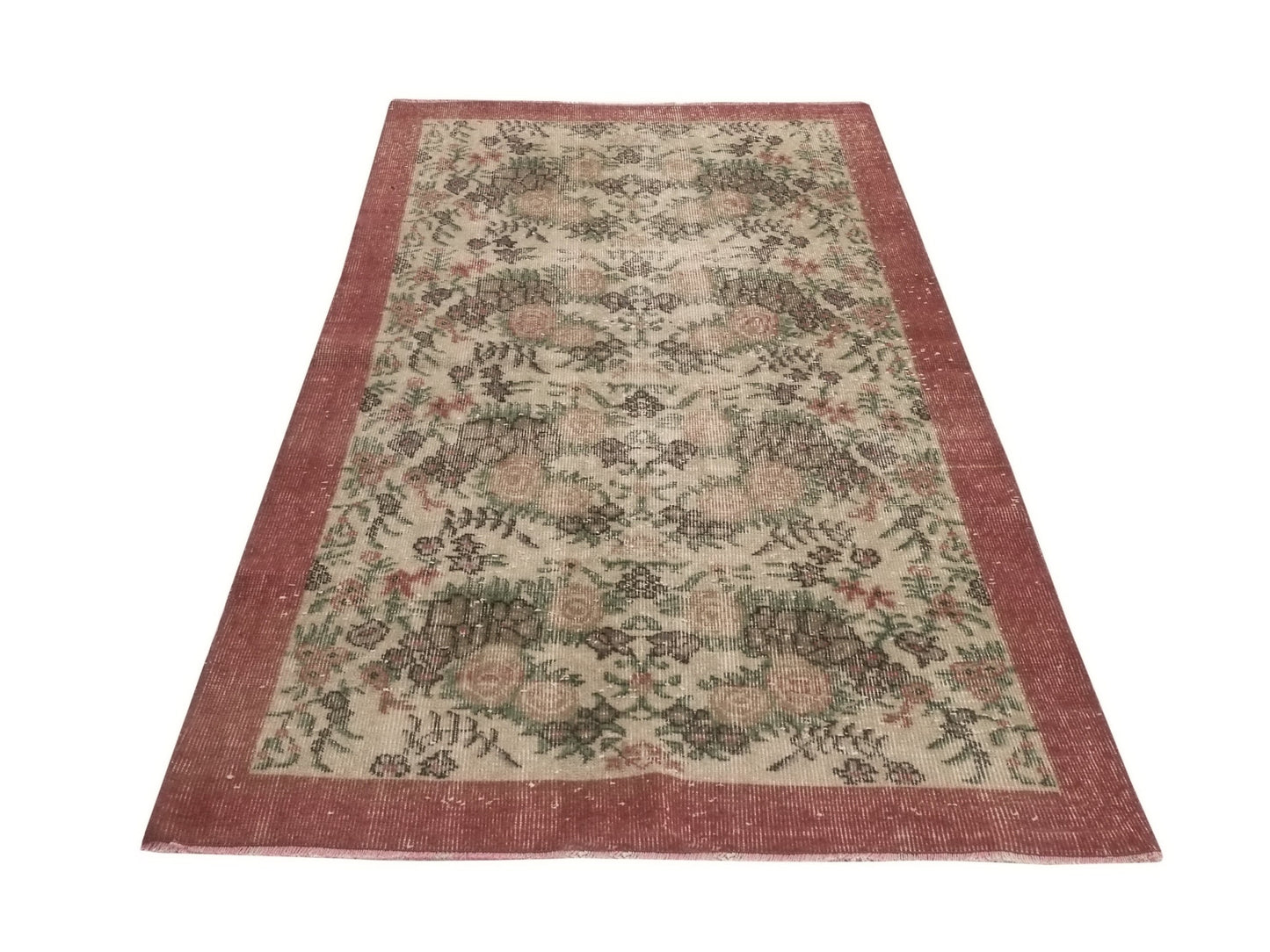 Boho Oushak Rug , Anatolian Handmade Rug , Turkish Old Rug , 4x7 Rug , Antique Area rug,Faded Carpet Rug , Traditional Rug ,Vintage Rug,8700