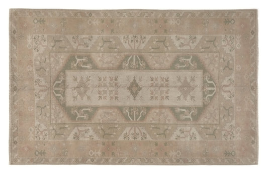Turkish Neutral Rug, Vintage Rug, Area Rug, Beige Rug 5x8, Faded Area Rug, Muted Handmade Oushak Rug, Bedroom rug, Entryway rug, 8683