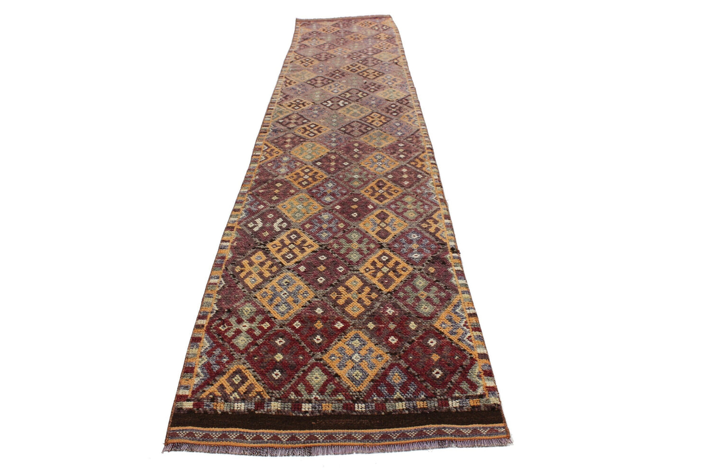 Faded Runner Rug, 3x15 Rug Runner ,Geometric Rug, Coastal Decor, Turkish Rug Runner ,Hallway Narrow Rug ,Turkish Runner,6211