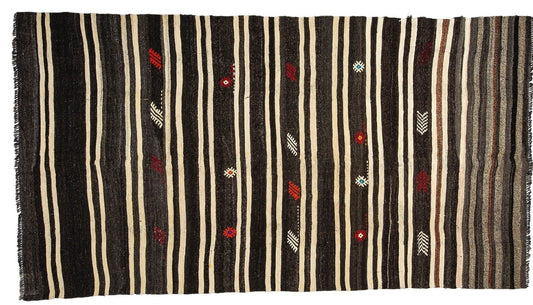 Kilim Rug Striped,Turkish Kilim Unique,Modern Vintage Kilim,Living Room Rug,One of a kind Rug,Minimalist Rug,Kilim Rug 5x10,5998