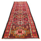 Bohemian Turkish Runner ,Oushak Runner Gypsy, Vintage Runner Long,  3x13 Runner Rug, Hallway Kitchen Red Geometric Carpet Runner, 6241