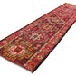 Bohemian Turkish Runner ,Oushak Runner Gypsy, Vintage Runner Long,  3x13 Runner Rug, Hallway Kitchen Red Geometric Carpet Runner, 6241