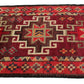 Bohemian Turkish Runner ,Oushak Runner Gypsy, Vintage Runner Long,  3x13 Runner Rug, Hallway Kitchen Red Geometric Carpet Runner, 6241