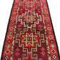 Bohemian Turkish Runner ,Oushak Runner Gypsy, Vintage Runner Long,  3x13 Runner Rug, Hallway Kitchen Red Geometric Carpet Runner, 6241