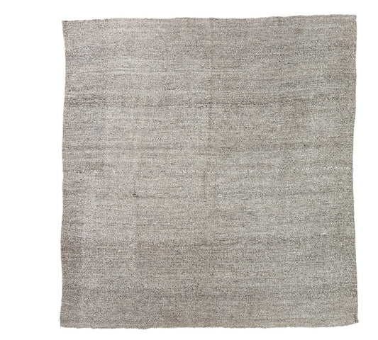 Plain Gray Square Kilim Rug, Gray Goat Hair Kilim Rug, Vintage Turkish Kilim Rug,  4739