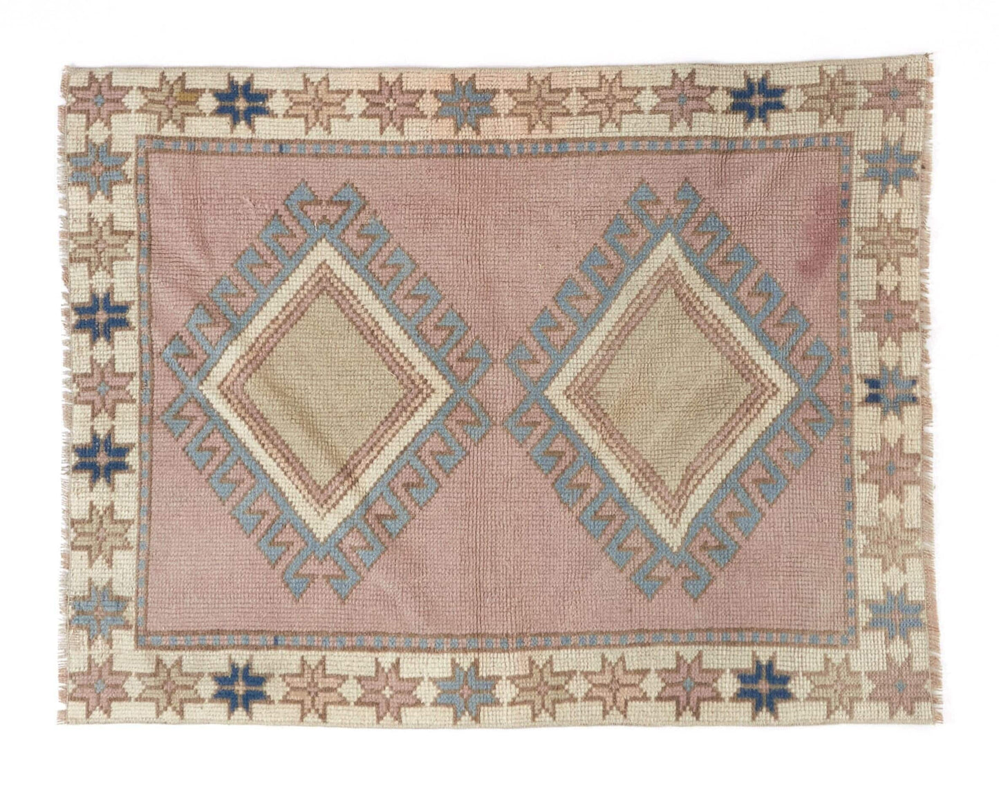 Small Pink Oushak Rug, Handmade Turkish Rug, Small Carpet Rug, Vintage Oushak Rug, Bedroom Oushak Rug, Nursery rug, 3x4 Rug, 9050