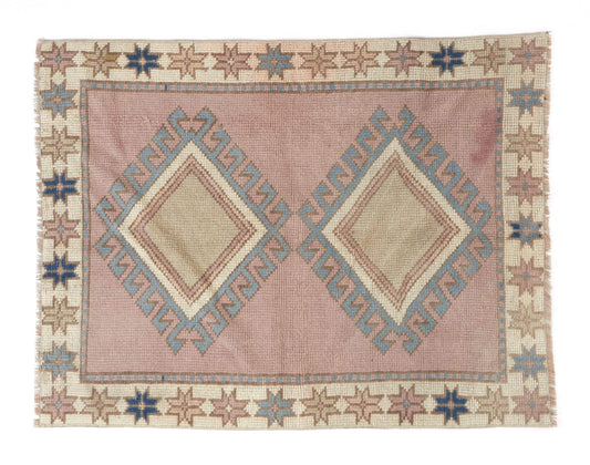 Small Pink Oushak Rug, Handmade Turkish Rug, Small Carpet Rug, Vintage Oushak Rug, Bedroom Oushak Rug, Nursery rug, 3x4 Rug, 9050