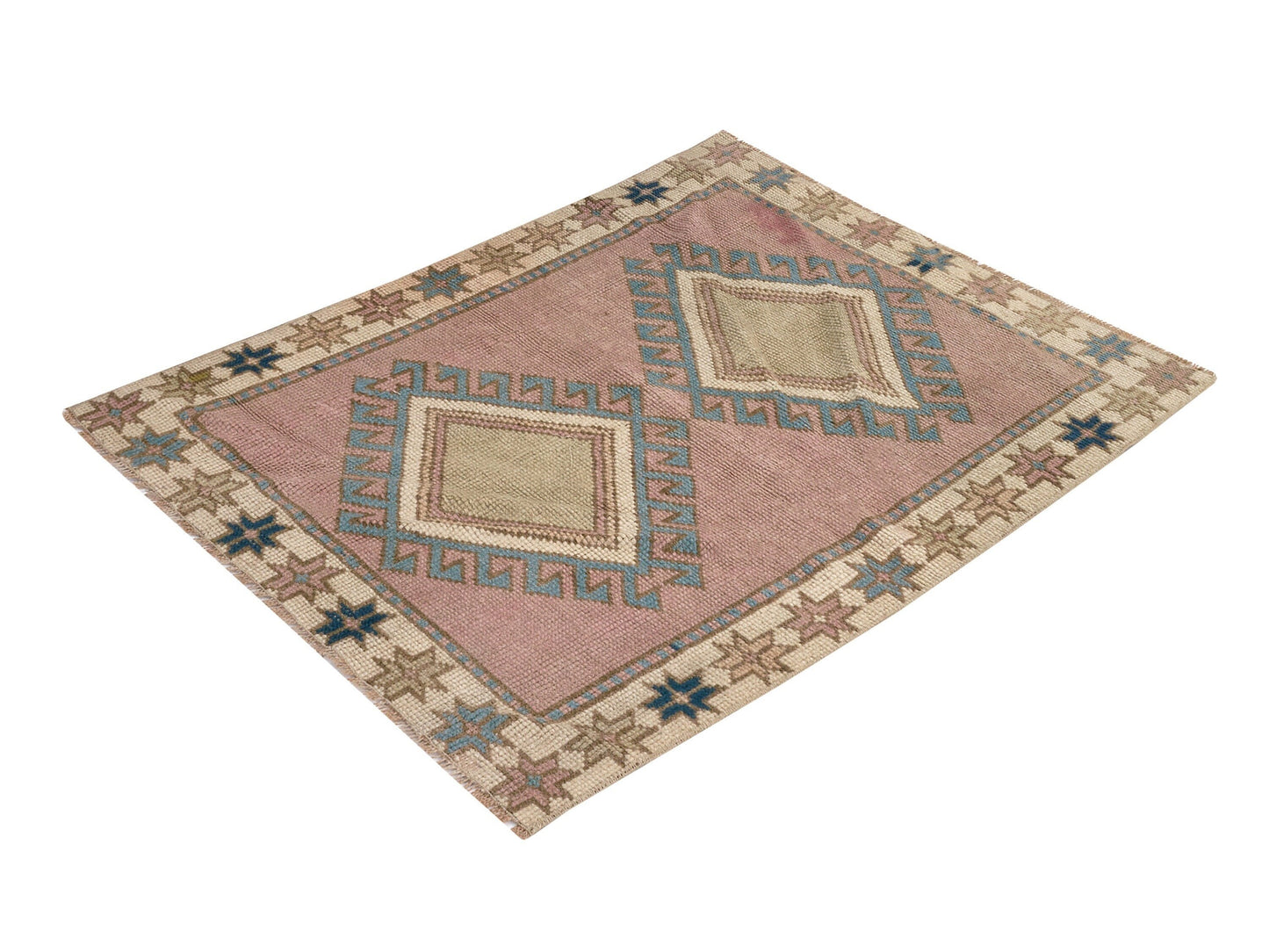 Small Pink Oushak Rug, Handmade Turkish Rug, Small Carpet Rug, Vintage Oushak Rug, Bedroom Oushak Rug, Nursery rug, 3x4 Rug, 9050