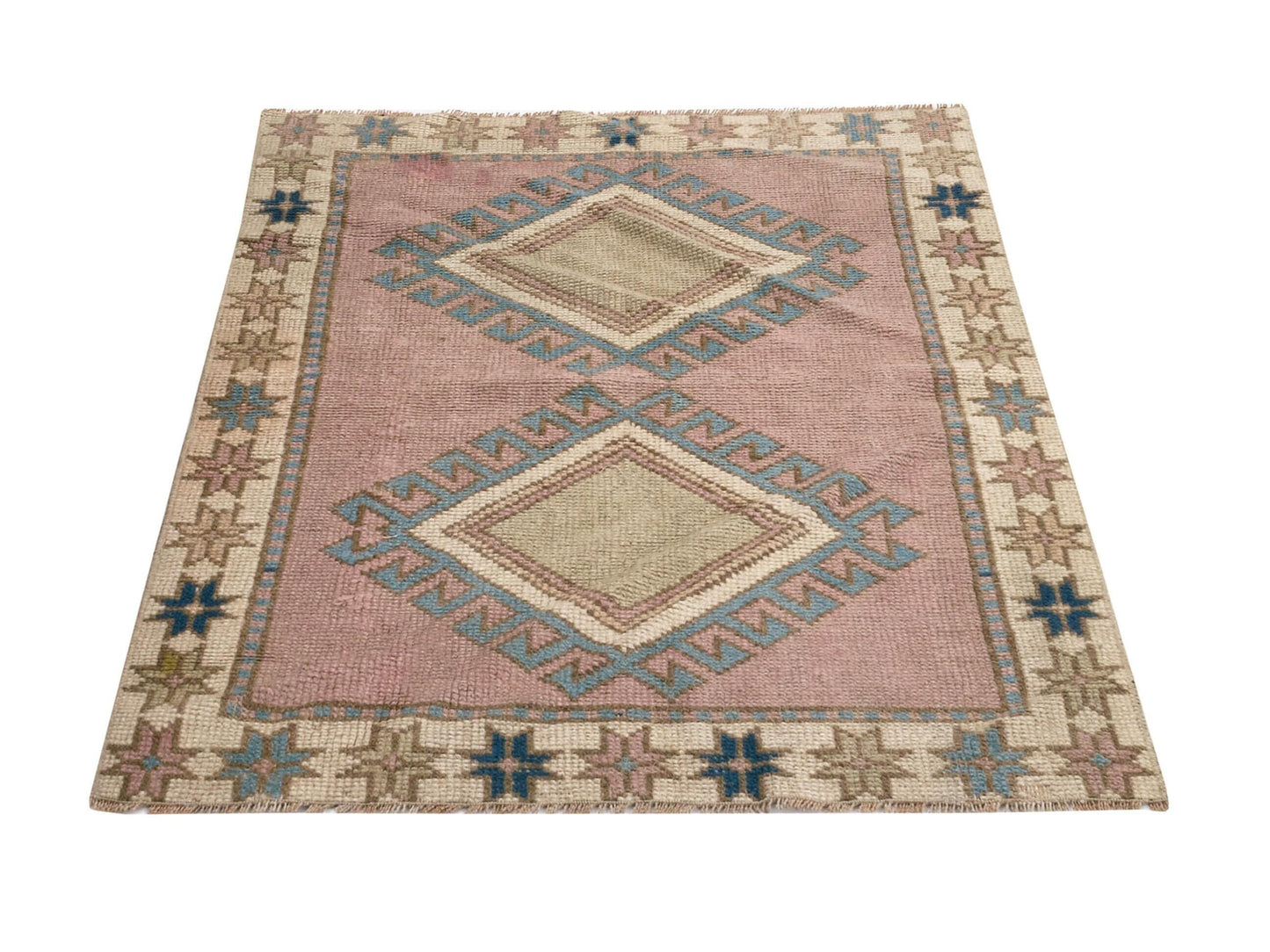Small Pink Oushak Rug, Handmade Turkish Rug, Small Carpet Rug, Vintage Oushak Rug, Bedroom Oushak Rug, Nursery rug, 3x4 Rug, 9050
