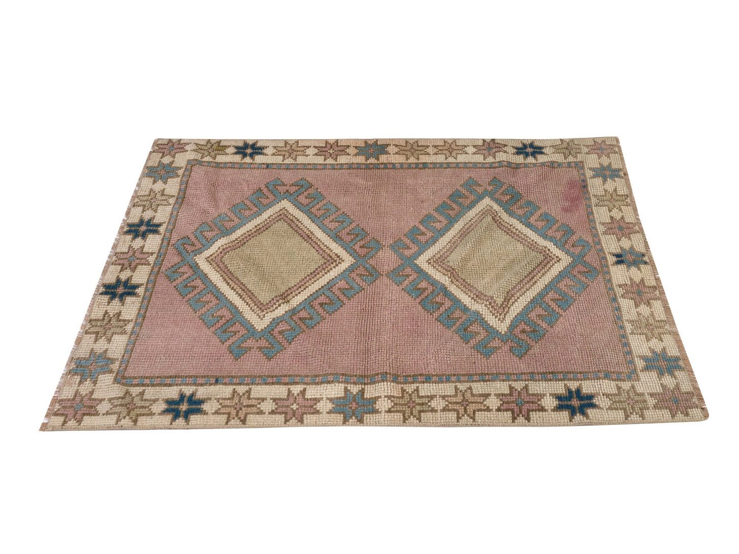 Small Pink Oushak Rug, Handmade Turkish Rug, Small Carpet Rug, Vintage Oushak Rug, Bedroom Oushak Rug, Nursery rug, 3x4 Rug, 9050