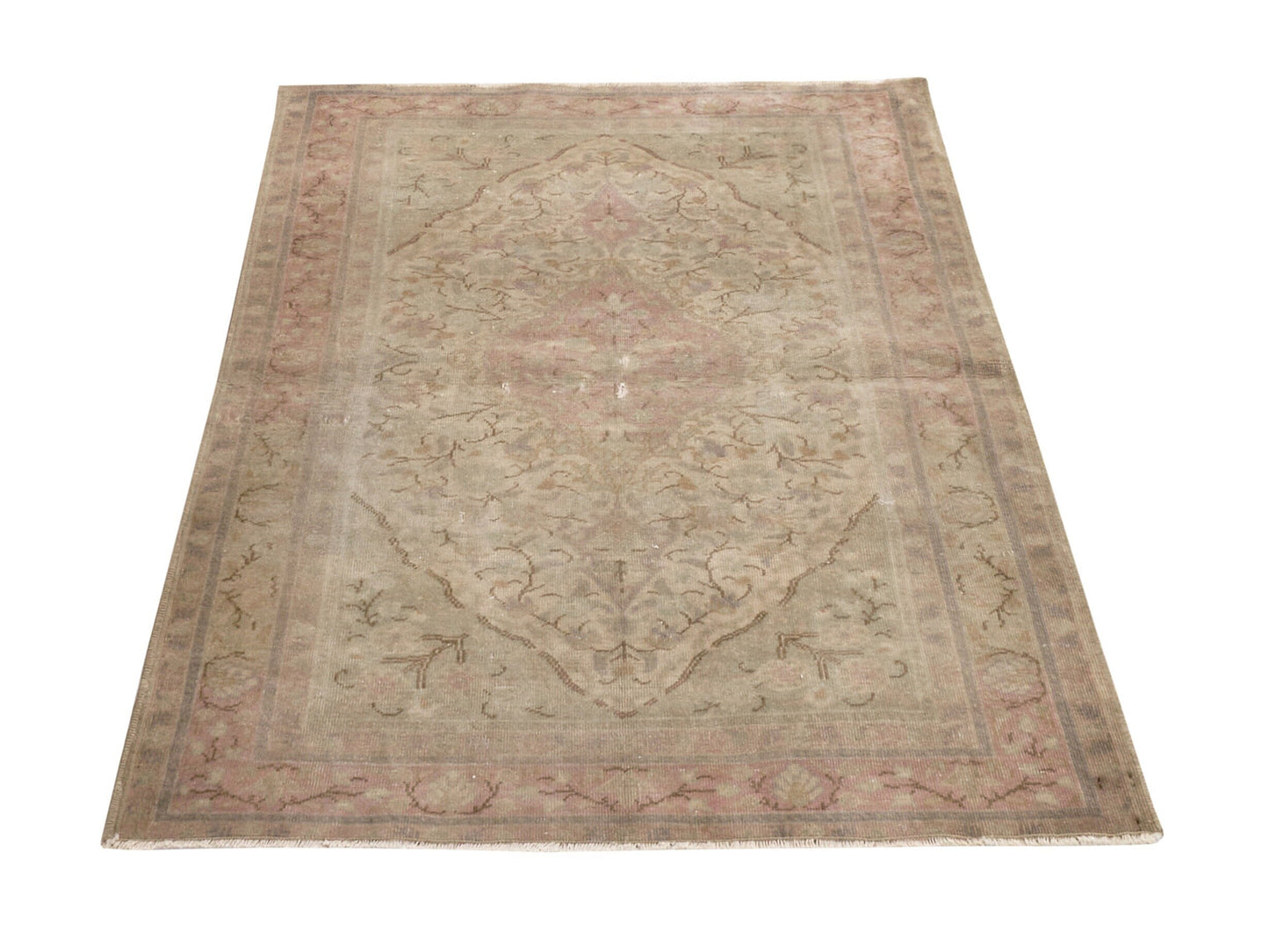 Distressed Oushak Neutral Rug , Anatolia Vintage Unique Rug , Turkish Rug , Area Rug , Small Rug, Faded Rug , Soft Rug , 9044