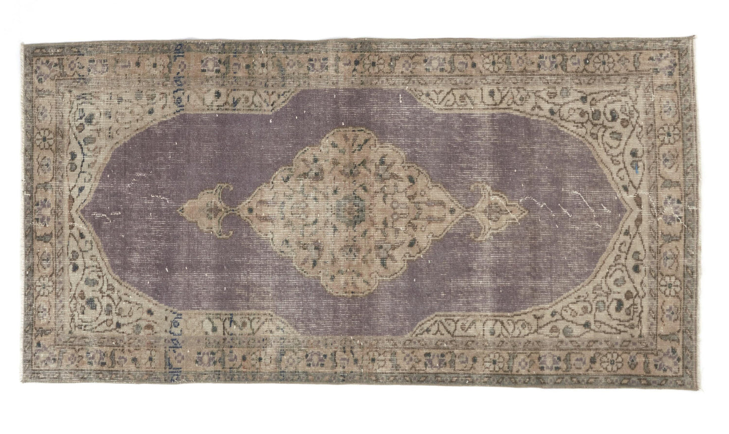 Muted Purple Vintage Rug , Anatolian Handmade Neutral Rug , 4x6 Antique Oushak Rug , Traditional Turkish Rug , Small Area Rug 8719