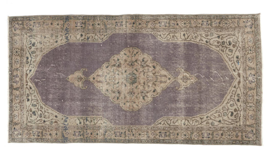 Muted Purple Vintage Rug , Anatolian Handmade Neutral Rug , 4x6 Antique Oushak Rug , Traditional Turkish Rug , Small Area Rug 8719
