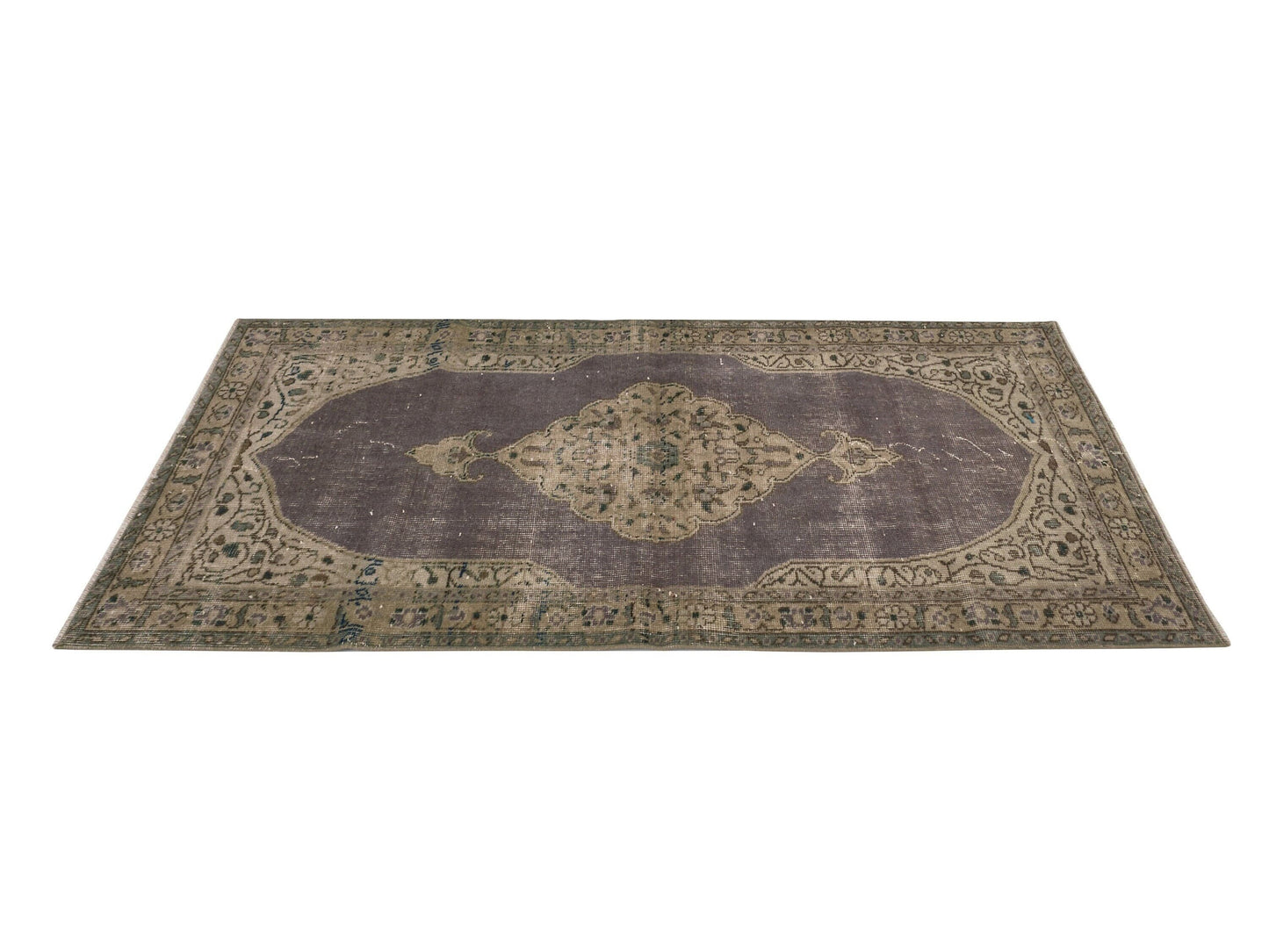 Muted Purple Vintage Rug , Anatolian Handmade Neutral Rug , 4x6 Antique Oushak Rug , Traditional Turkish Rug , Small Area Rug 8719