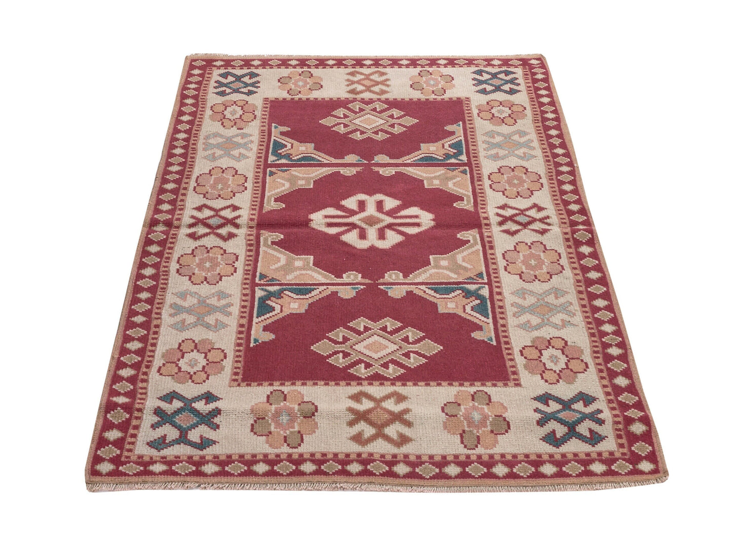 Neutral Handmade Vintage Rug , Ethnic Oushak rug , Anatolian Turkish Rug, Boho rug, Eclectic Rug, Small rug 3x5, Unique rug, Soft rug, 8655