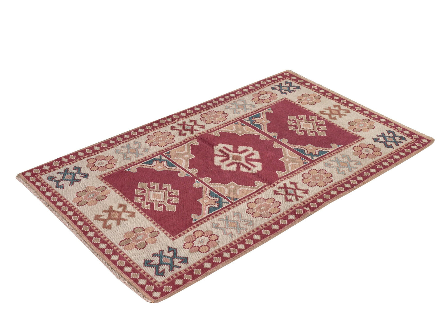 Neutral Handmade Vintage Rug , Ethnic Oushak rug , Anatolian Turkish Rug, Boho rug, Eclectic Rug, Small rug 3x5, Unique rug, Soft rug, 8655