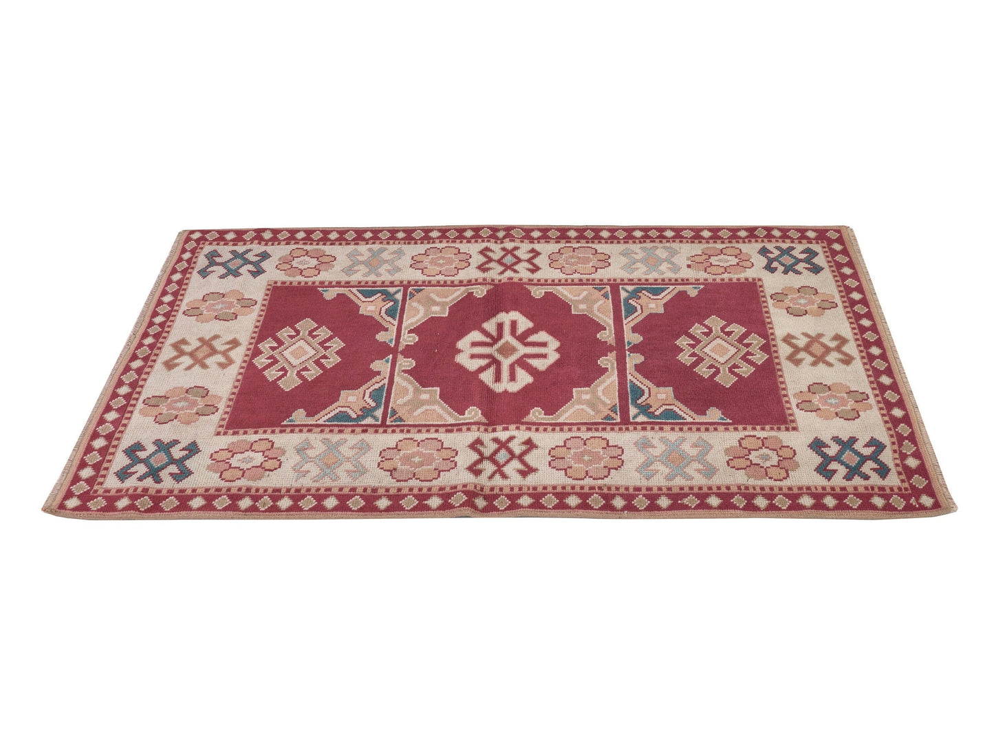 Neutral Handmade Vintage Rug , Ethnic Oushak rug , Anatolian Turkish Rug, Boho rug, Eclectic Rug, Small rug 3x5, Unique rug, Soft rug, 8655