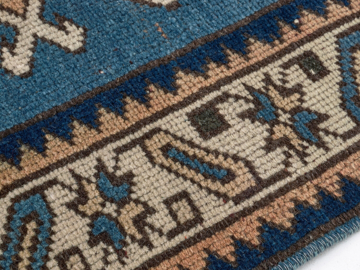 3x4 Blue Small Vintage rug, Anatolian Oushak rug, Turkey rug, Turkish Rug, Geometric rug, Old Rug, Handmade rug ,Traditional rug,8656