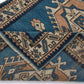 3x4 Blue Small Vintage rug, Anatolian Oushak rug, Turkey rug, Turkish Rug, Geometric rug, Old Rug, Handmade rug ,Traditional rug,8656