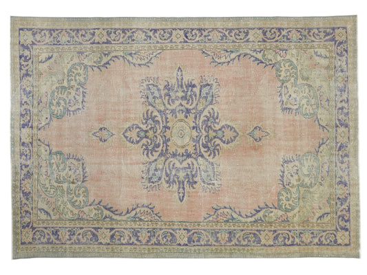 Muted Oushak Rug, Oriental Turkish Rug, Faded Vintage Rug, Medallion rug, Area rug, 7x10 Rug, Bedroom rug, Living room rug, Gift Home,10342