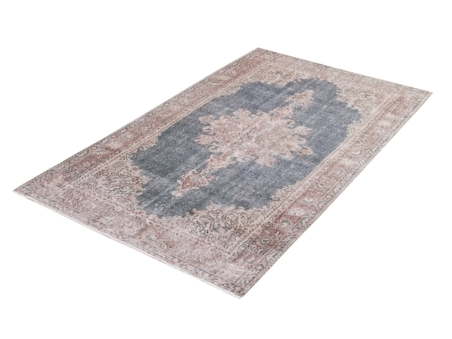 Stunning Blue Vintage Rug , Anatolian Handwoven Neutral Rug, Antique Oushak Rug , Traditional Turkish Rug , Small Rug , Navy Blue, Rug, 8719