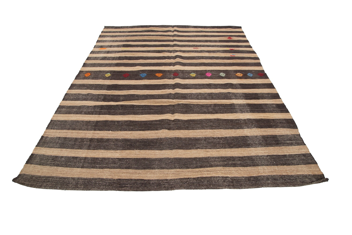 Organic Brown Kilim Rug, Turkish Kilim, Neutral Vintage Rug, Turkish Rug, Handmade Flat Weave Area Rug, Brown Rug 8x11, Old Kilim Rug, 7172