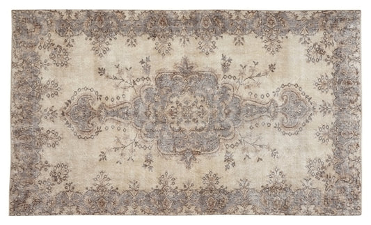 Turkish Oushak Area Vintage Carpet Rug 5x8, Beige Handmade Wool Floral rug, Rug for Living room Made in Anatolia Gift for Mother Days, 10233