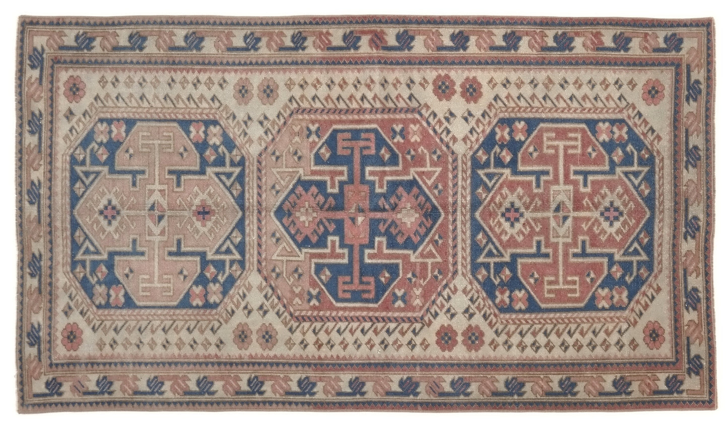 Scandinavian Turkish Rug, Oushak Rug, Vintage rug, One of a kind rug, Area rug, 3x6 Rug, Oushak Carpet, Turkey Rug Made in Anatolia, 10060