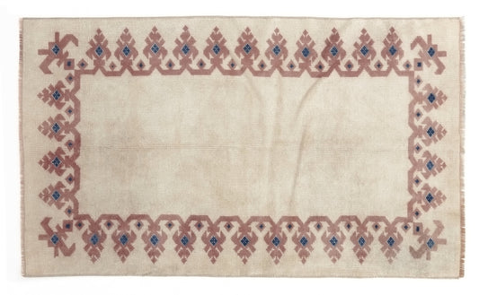 Turkish Rug, Oushak Rug, Vintage Rug, Area rug, Handmade rug, 3x5 Rug, Carpet rug, Beige Blue Small Rug, Kid room rug, Coastal decor, 10056
