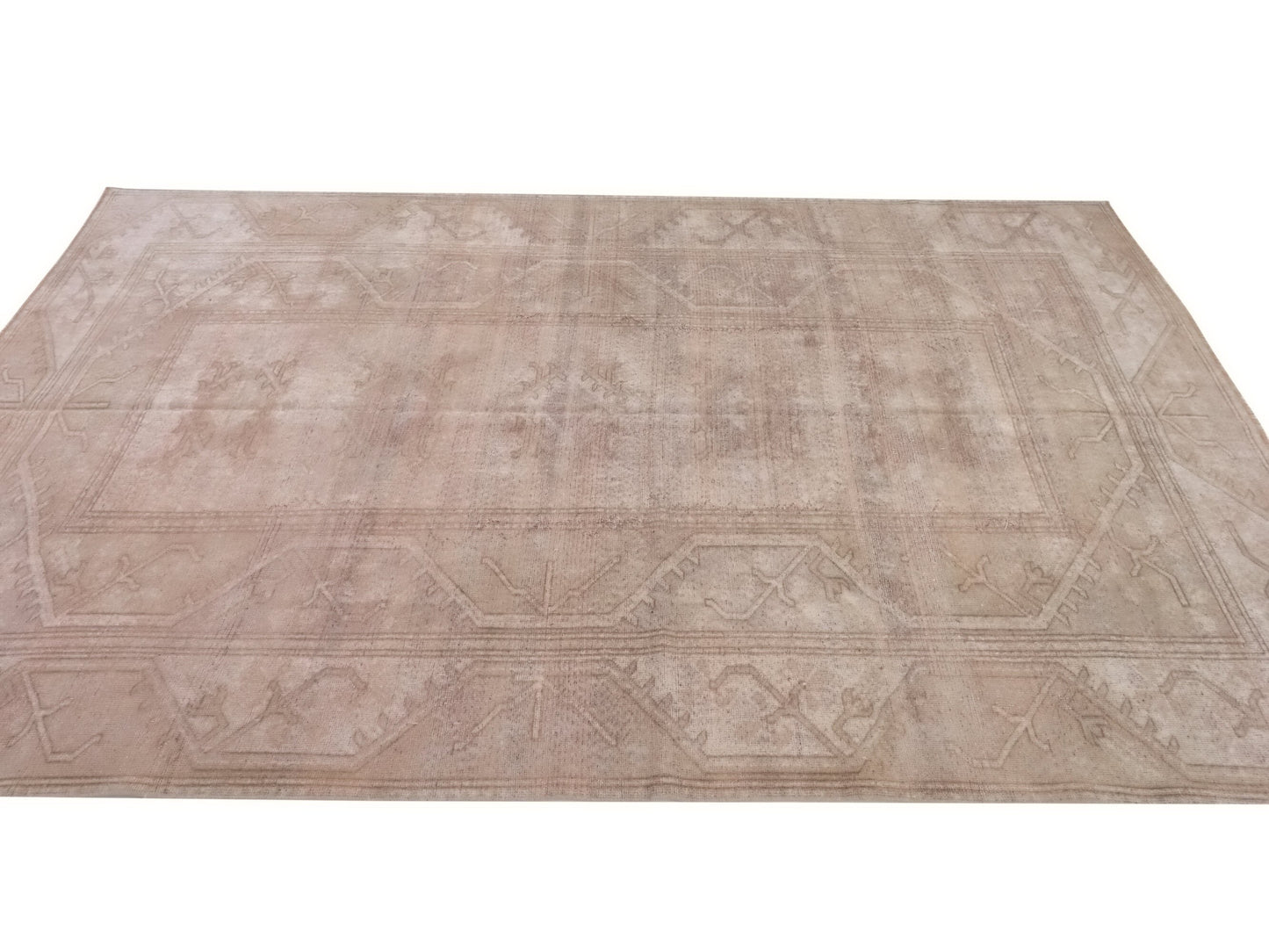 7x10 Beige Faded Oushak Rug, Handmade Turkish Rug, One of a kind Vintage Rug, Carpet rug, Area Rug, Unique rug, Neutral Rug, Fine rug, 9979