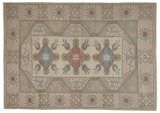 Beige Area Rug 6x8, Faded rug, Anatolia rug, Turkish Oushak Rug, Vintage Carpet rug, 1980's Turkey rug, One of a kind rug, 9017