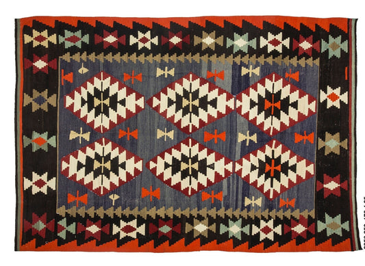 Rug Kilim, Turkish Kilim Rug, Vintage Handmade Kilim Rug, Living Room Rug, Area Faded Kilim Rug, Wool Rug, Bedroom Rug, Kilim Rug 6x8, 2356