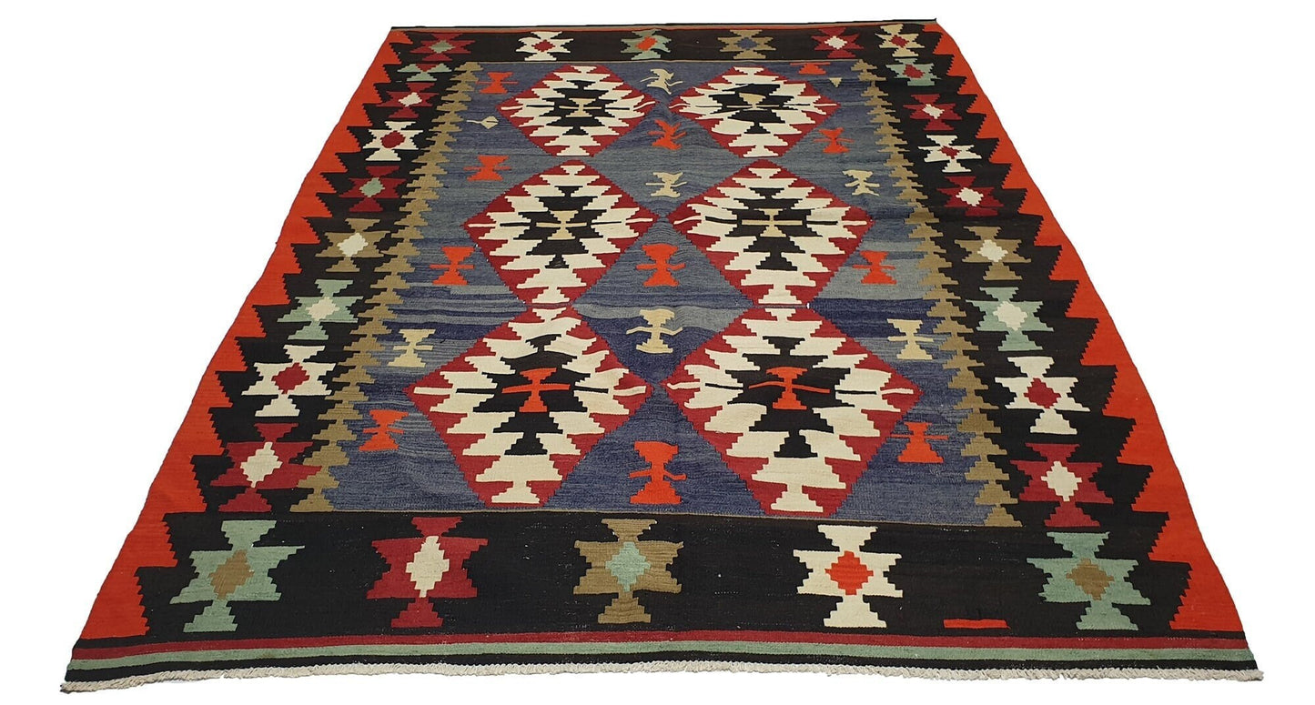 Rug Kilim, Turkish Kilim Rug, Vintage Handmade Kilim Rug, Living Room Rug, Area Faded Kilim Rug, Wool Rug, Bedroom Rug, Kilim Rug 6x8, 2356
