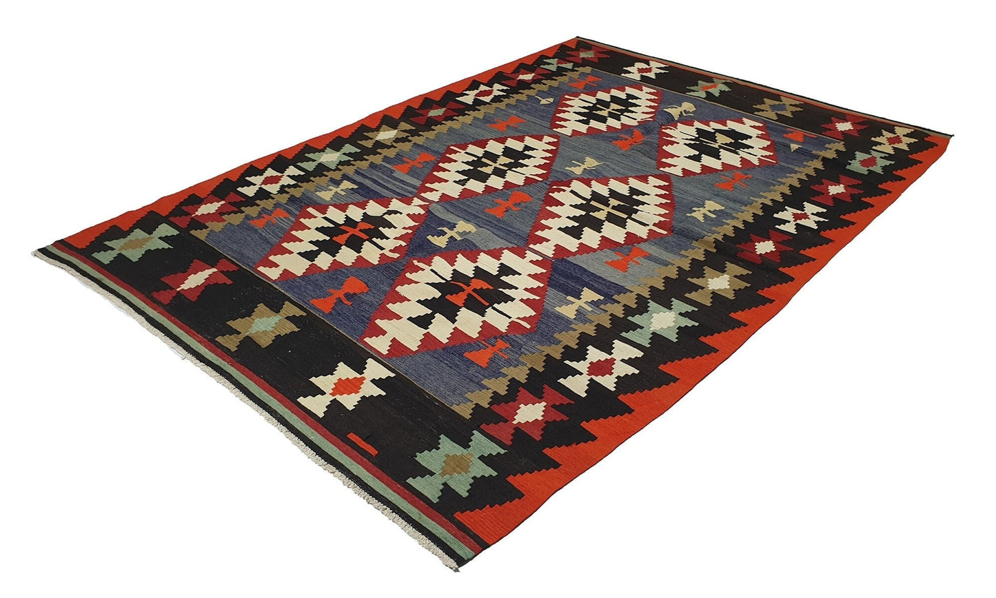 Rug Kilim, Turkish Kilim Rug, Vintage Handmade Kilim Rug, Living Room Rug, Area Faded Kilim Rug, Wool Rug, Bedroom Rug, Kilim Rug 6x8, 2356