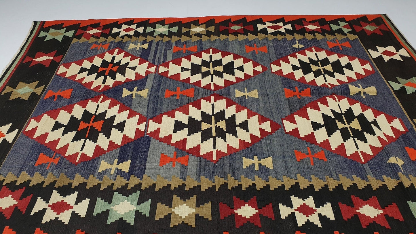 Rug Kilim, Turkish Kilim Rug, Vintage Handmade Kilim Rug, Living Room Rug, Area Faded Kilim Rug, Wool Rug, Bedroom Rug, Kilim Rug 6x8, 2356