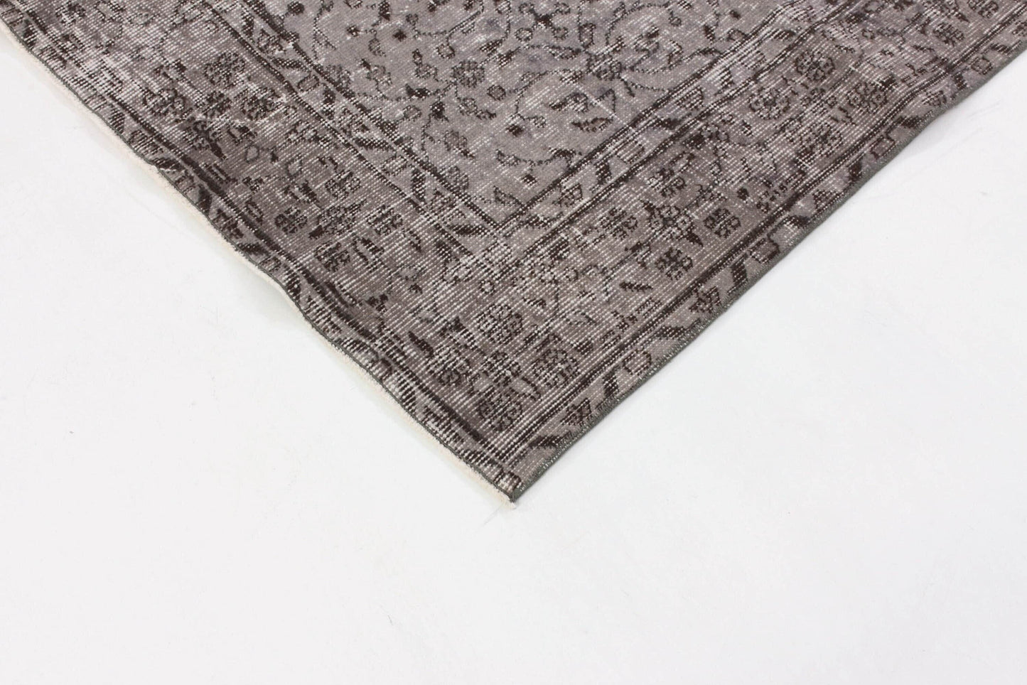 Gray Vintage Rug 5x8, Turkish Rug 5x8, Overdye Gray Vintage Carpet Rug, Handmade Contemporary Living Room Area Rug,3142