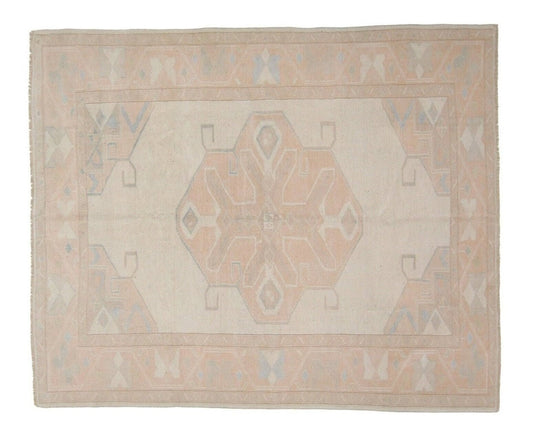 5x7 Turkish Oushak Vintage rug, Area Neutral Faded Rug, Handmade Muted Anatolia Carpet Rug, Farmhouse decor, Entryway rug, 7334