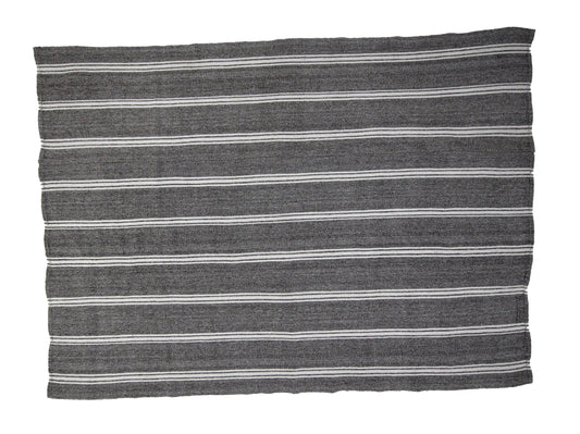 Turkish Striped Kilim Rug, Vintage Gray Kilim Rug, Flat Weave Rug, Coastal Decor, Handmade Antique Rug,Living Room Rug, Rug Kilim 8x11, 8103