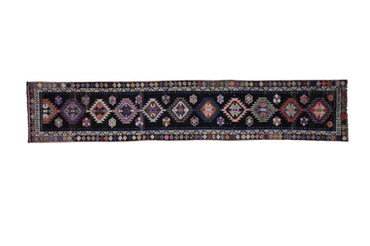 3x13 Long Floor Vintage Carpet Runner Rug, Turkish One of a kind Oushak Rug Runner, Scandinavian Decor, Kitchen rug, Hallway rug, 7224