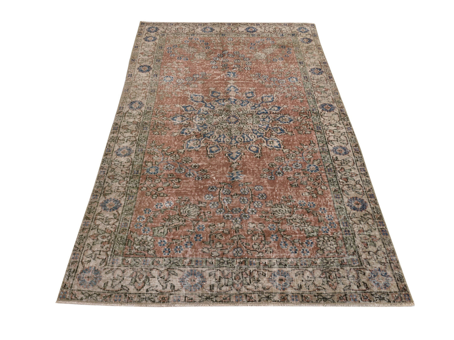 Boho Oushak rug, Red Turkish rug, Oriental Area rug 4x7, Handmade Vintage rug, Authentic Bohemian Carpet rug, Anatolia rug, Bedroom rug,8672