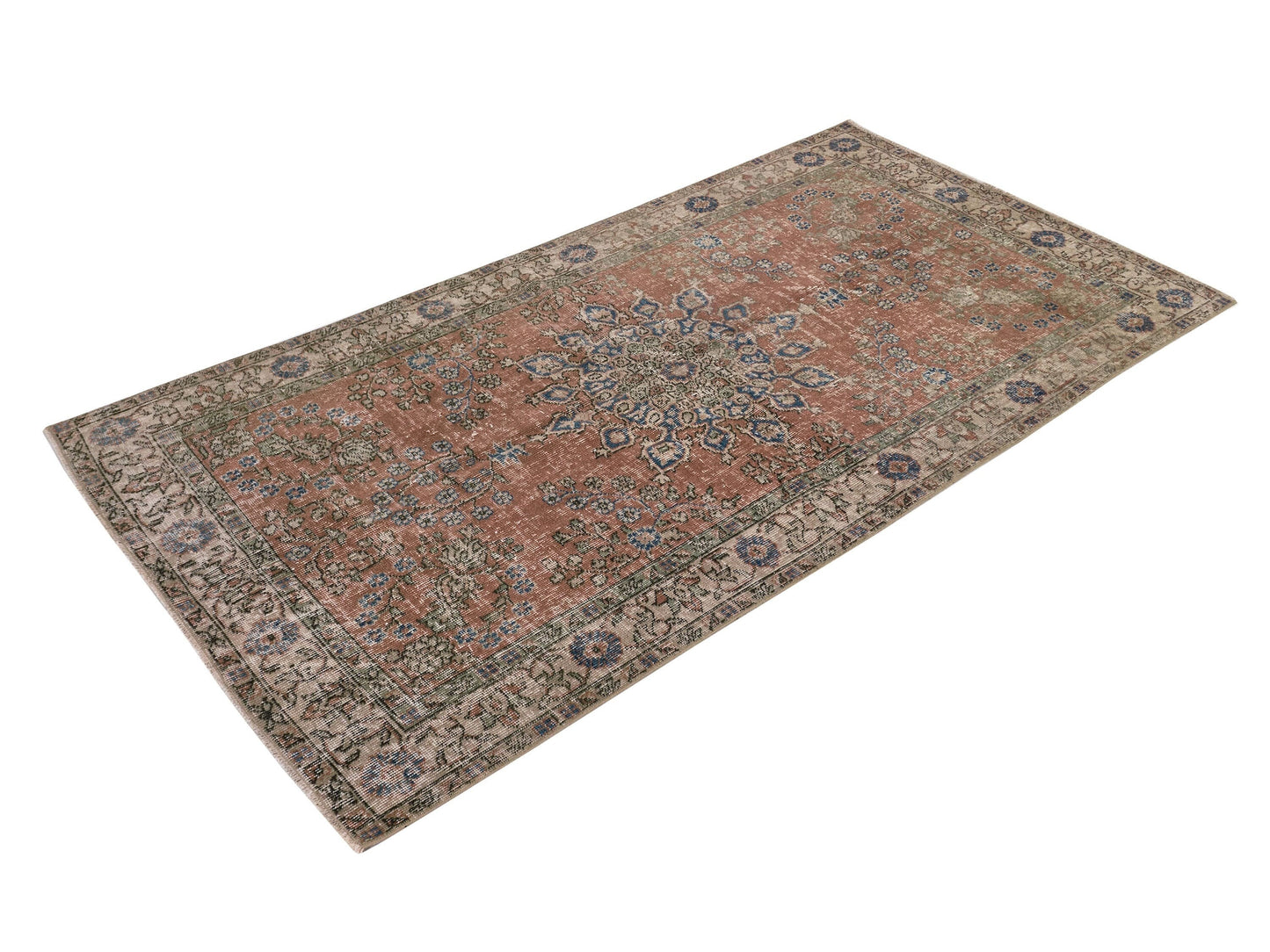 Boho Oushak rug, Red Turkish rug, Oriental Area rug 4x7, Handmade Vintage rug, Authentic Bohemian Carpet rug, Anatolia rug, Bedroom rug,8672