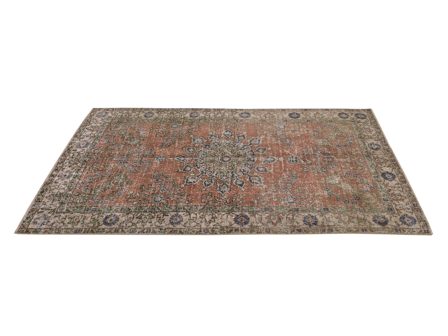 Boho Oushak rug, Red Turkish rug, Oriental Area rug 4x7, Handmade Vintage rug, Authentic Bohemian Carpet rug, Anatolia rug, Bedroom rug,8672
