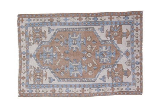 Unique Turkish rug ,Oushak rug, Vintage rug, Neutral rug ,One of a kind rug, 4x6 Area rug, Farmhouse decor, Nursery rug, Carpet, 7307