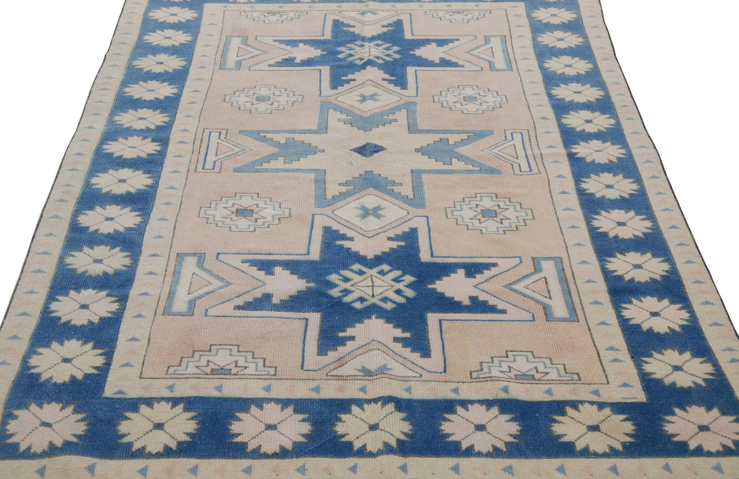 Turkish rug Muted, Neutral Oushak rug, Handmade Vintage rug, Carpet rug, Geometric rug, Floor rug, Area rug 5x7, Bedroom rug, 7290