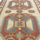 Turkish Rug Beige, Geometric Vintage rug, Oushak rug 7x10, Handmade Area rug, Carpet rug, Dining room rug ,Area rug 7x10, 5888