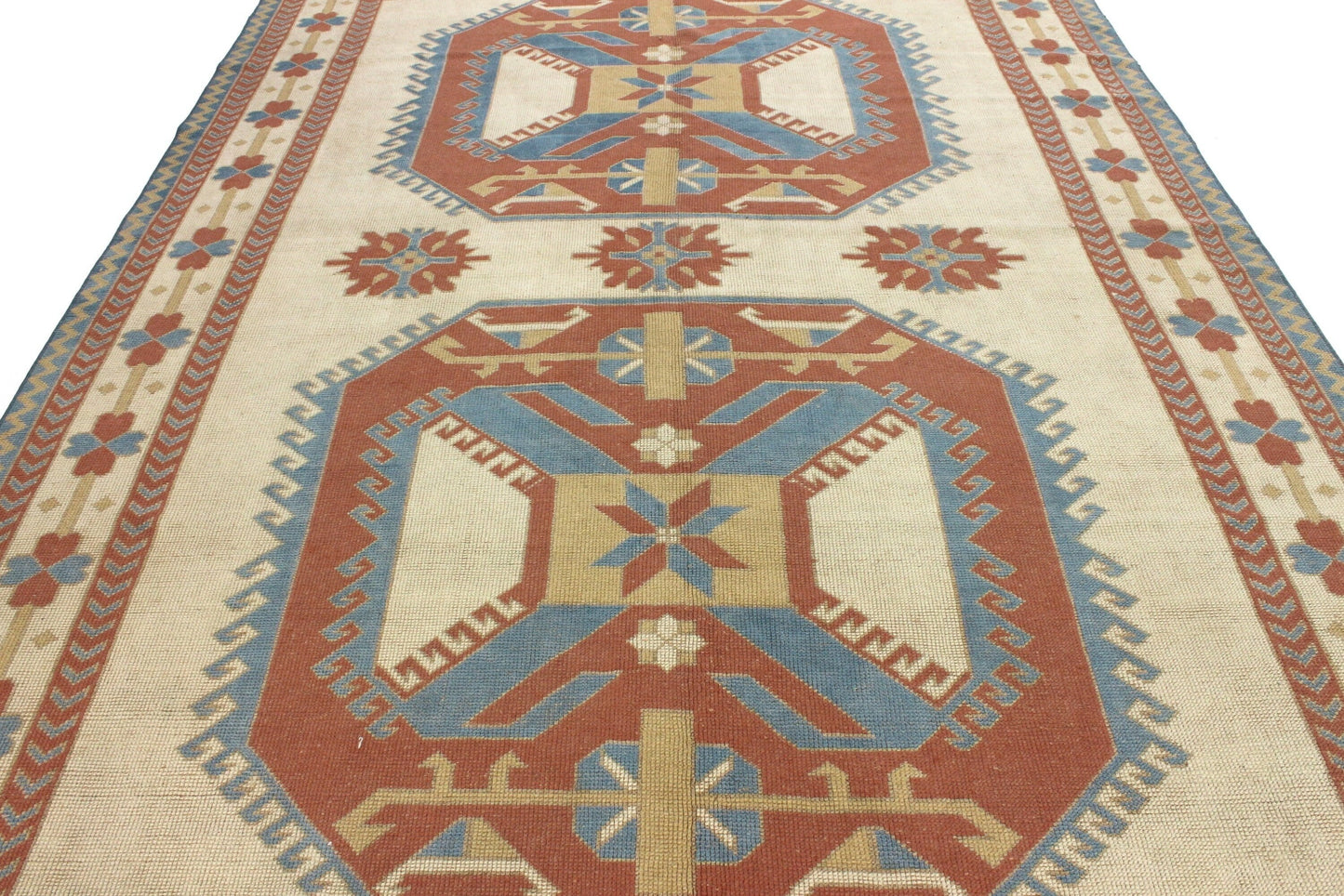 Turkish Rug Beige, Geometric Vintage rug, Oushak rug 7x10, Handmade Area rug, Carpet rug, Dining room rug ,Area rug 7x10, 5888