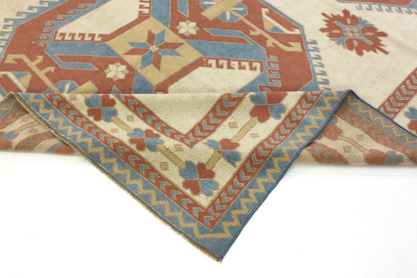 Turkish Rug Beige, Geometric Vintage rug, Oushak rug 7x10, Handmade Area rug, Carpet rug, Dining room rug ,Area rug 7x10, 5888
