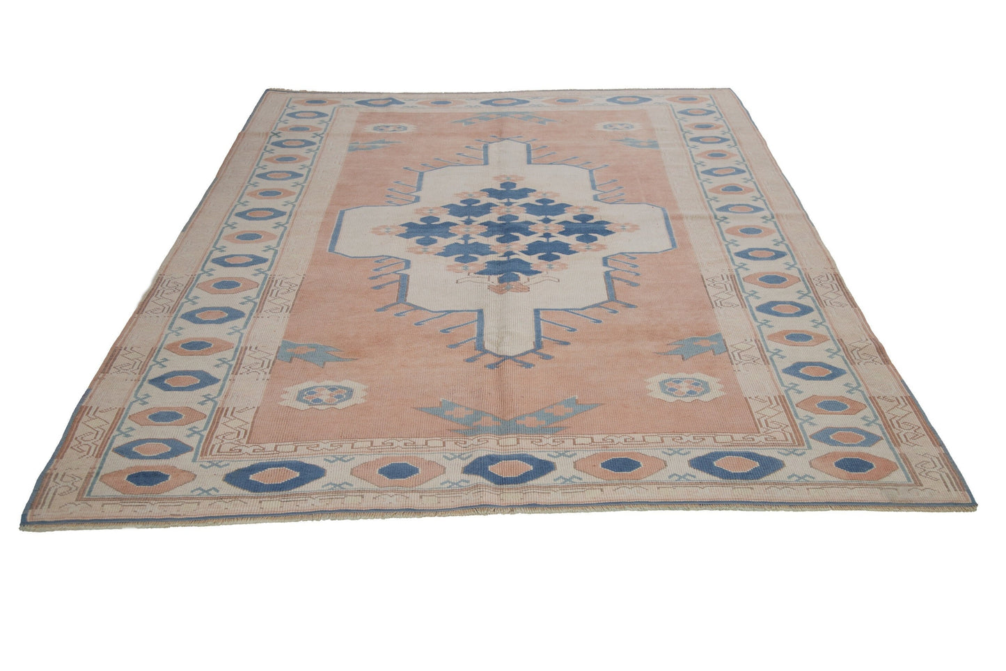 7x9 Turkish rug ,Vintage rug, Neutral rug, Faded rug, Bohemian rug, Eclectic decor, Living room rug, Handmade rug ,Oushak Rug , 7322